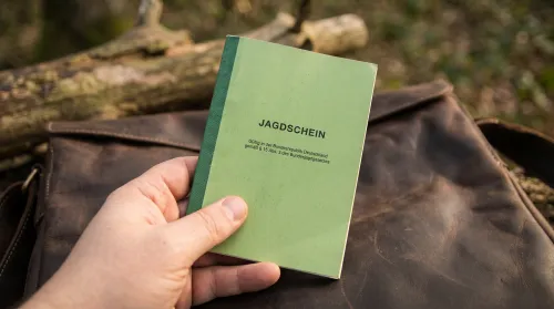 Jagdschein – grüner Schein in der Hand