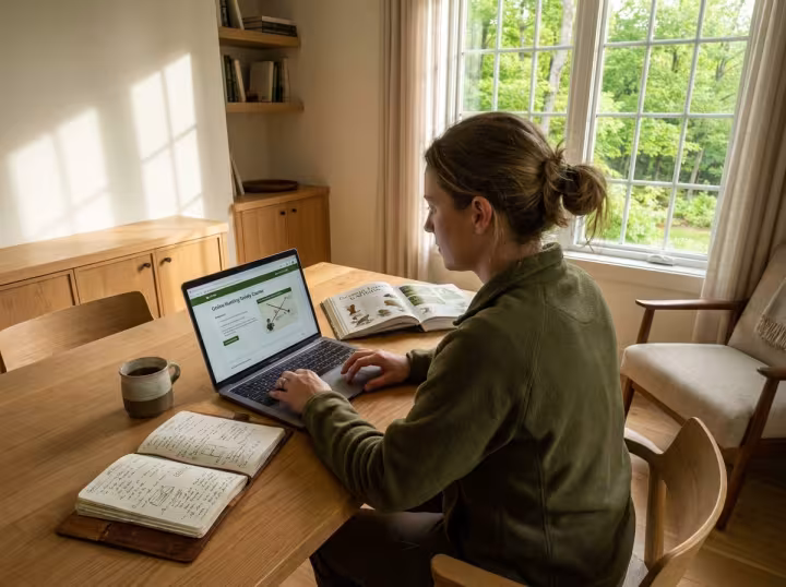 Frau am Laptop beim Online-Lernen